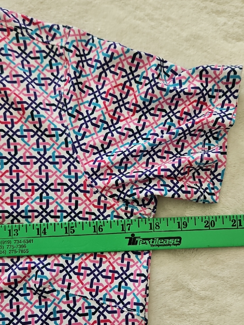 Bermuda Sands Short Sleeve UPF 50+ Cheryl Golf Top: Violet Print: Size- Small - Picture 11 of 15